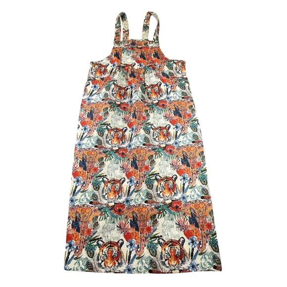 Dressed In LaLa Wild Soul Jacquard Overall Dress Tigers Elephants L Tapestry Art - Picture 1 of 12